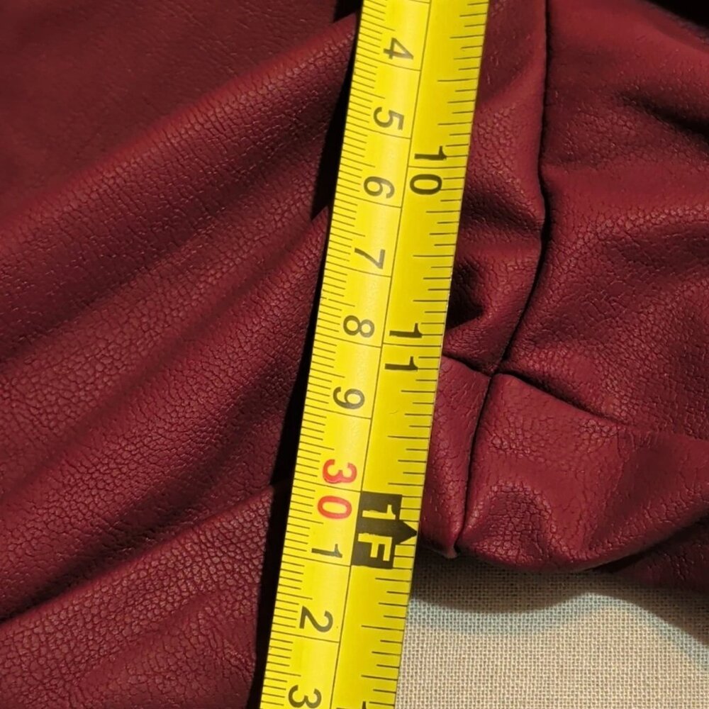 Y2K Grunge Women's NWT Vegan Leather Cargo Pants High Rise Dark Cherry Size XXS - Picture 13 of 14